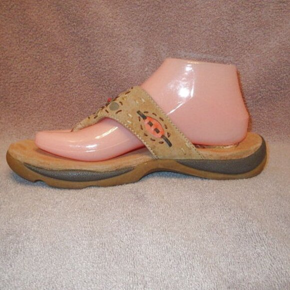 Earth Shoe GELRON 2000 Thong SANDALS Size 8 EMBROIDERED Embellished SUEDE Boho - Picture 5 of 12